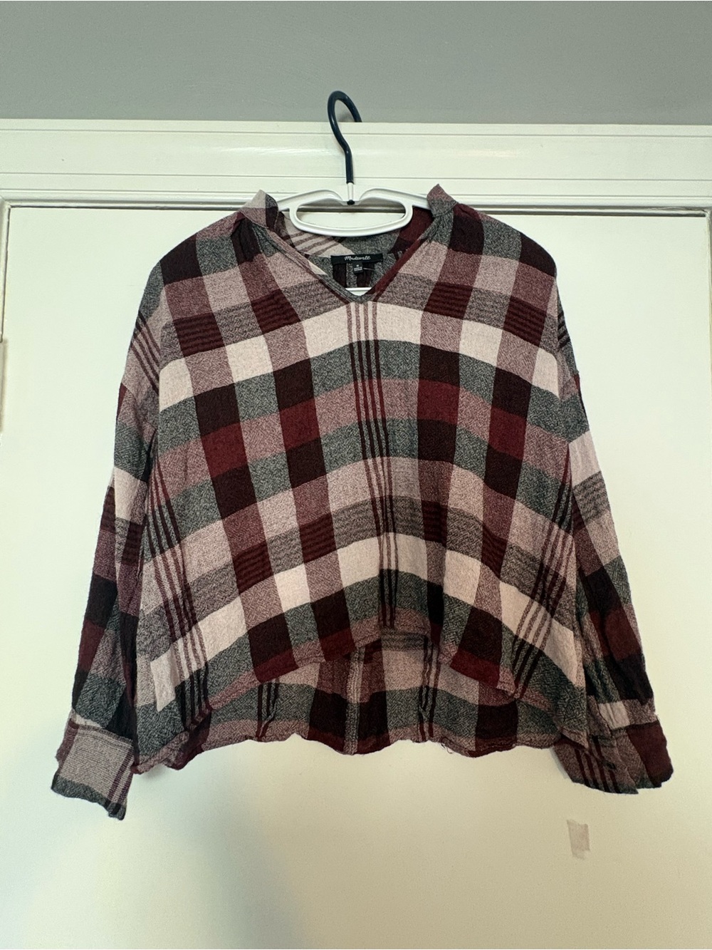 Madewell Highroad Schorr Plaid Wool Blend Popover Top M